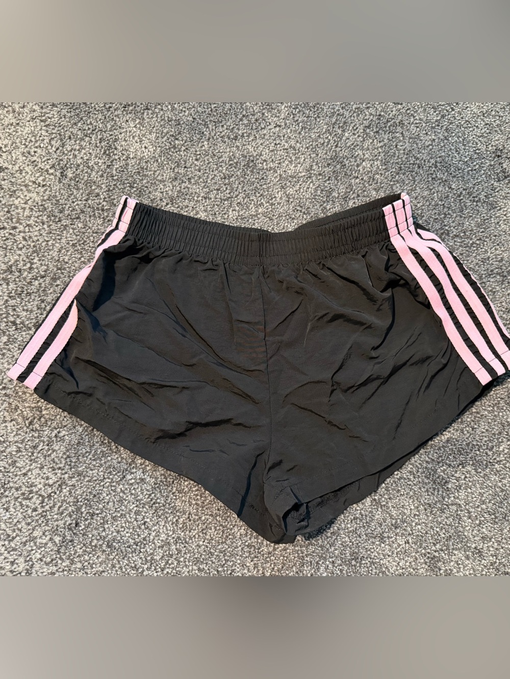 SHEIN Black Athletic Shorts with Pink Side Stripes